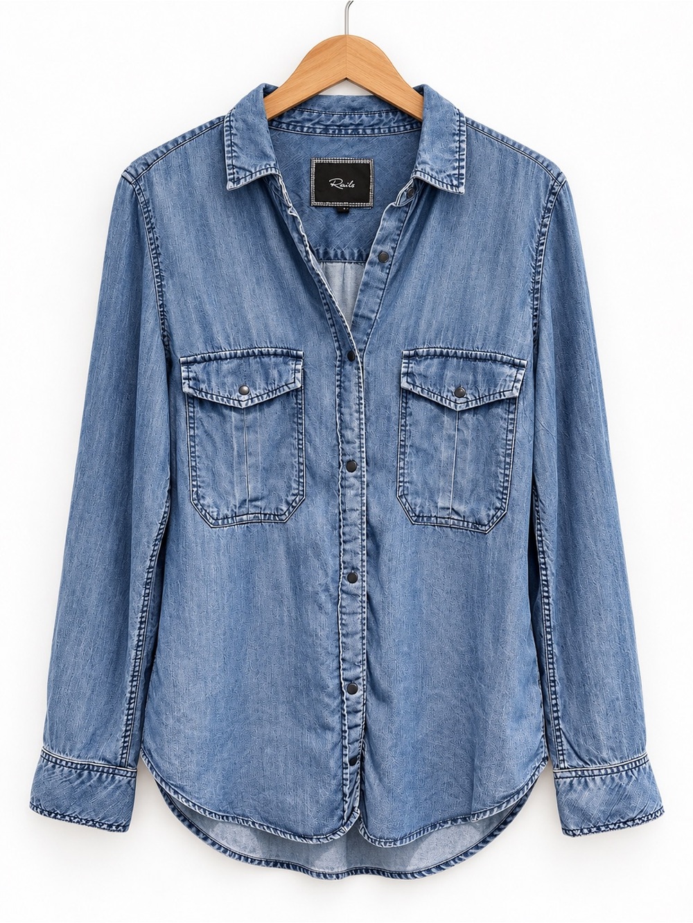 Rails Denim Button-Front Shirt - Light Blue Women Jeans 100% Tencel